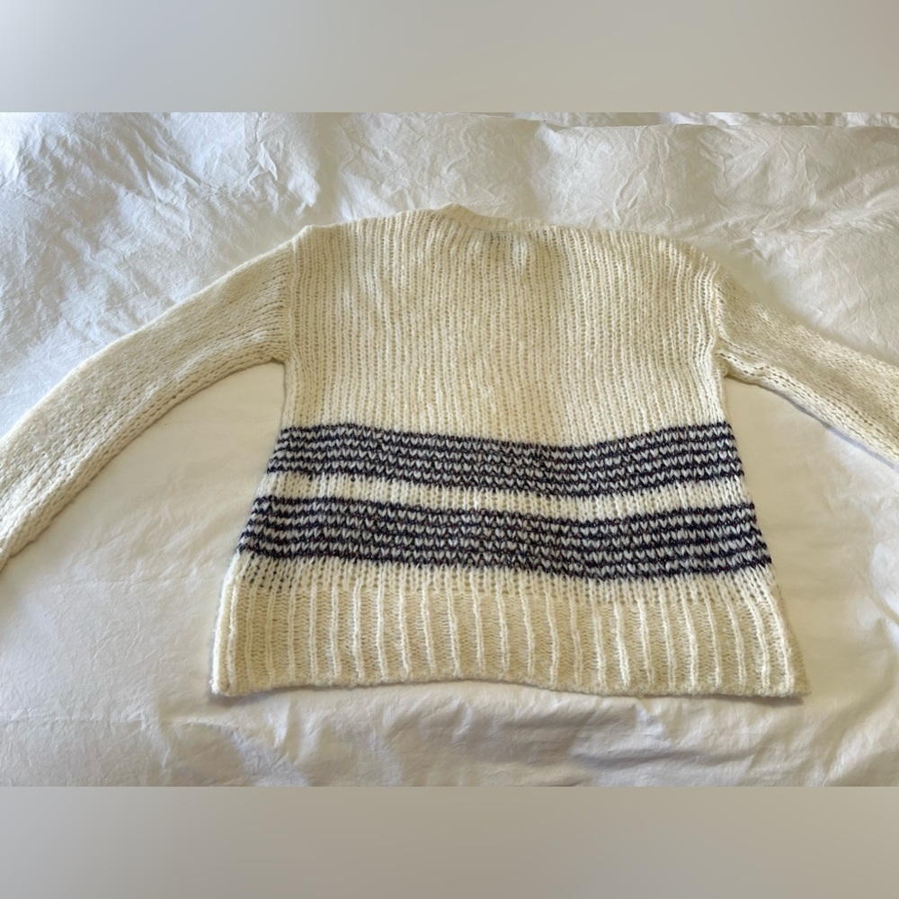 rag & bone | Women’s SZ M | Ivory Iceland Striped Wool Alpaca |Crew Neck Sweater - Picture 9 of 9